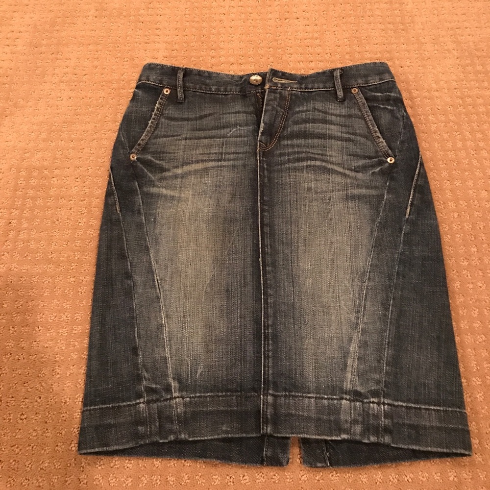 Knee length pencil jean skirt