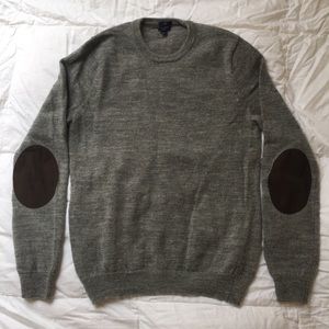 J Crew Gray Wool Elbow Patch Sweater