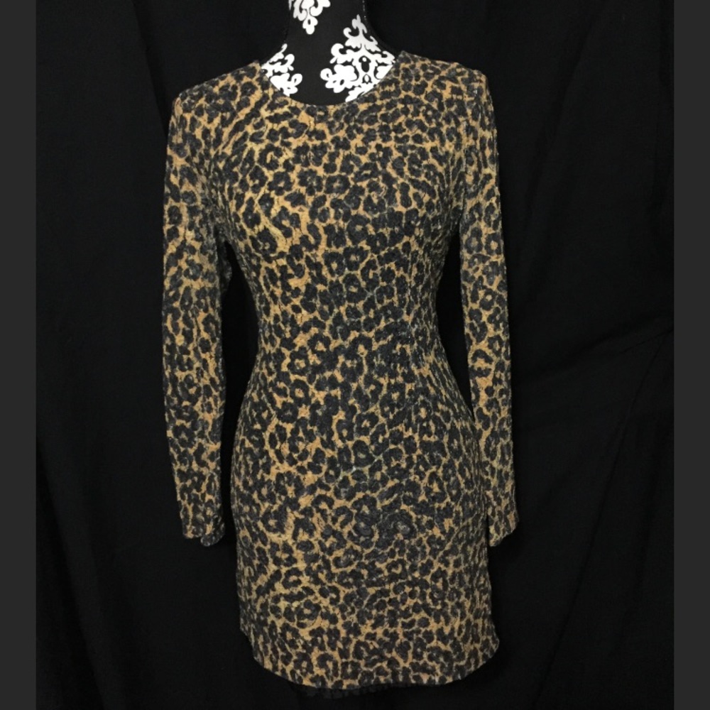 Leopard print lace dress