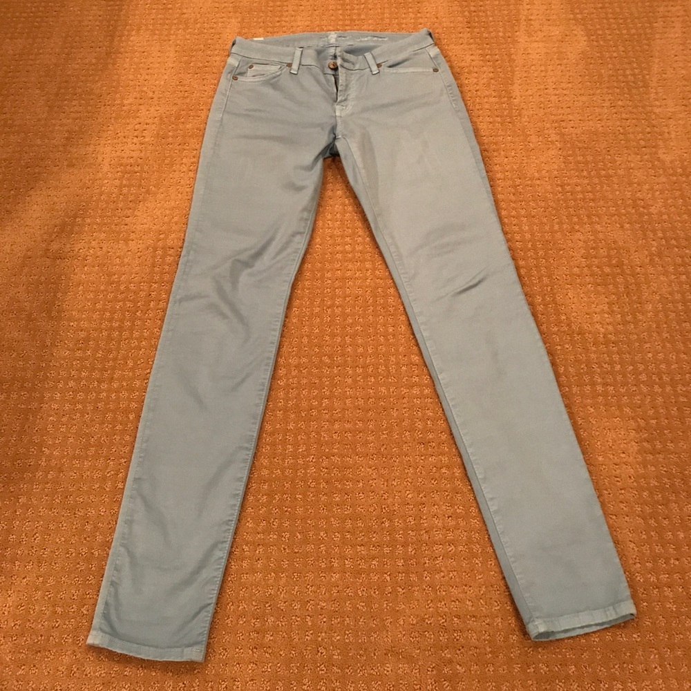 7 For All Mankind baby blue skinny jeans