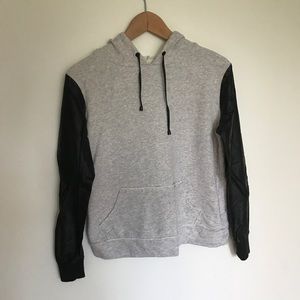[$3] 🖤 LUE Vegan Leather Sleeve Hoodie