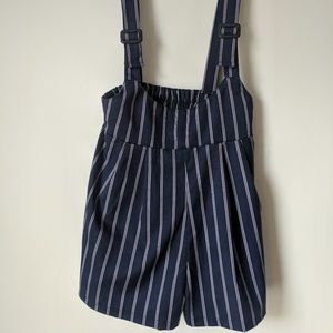 Navy Striped Overalls