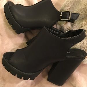 Black Chunky Platform heels