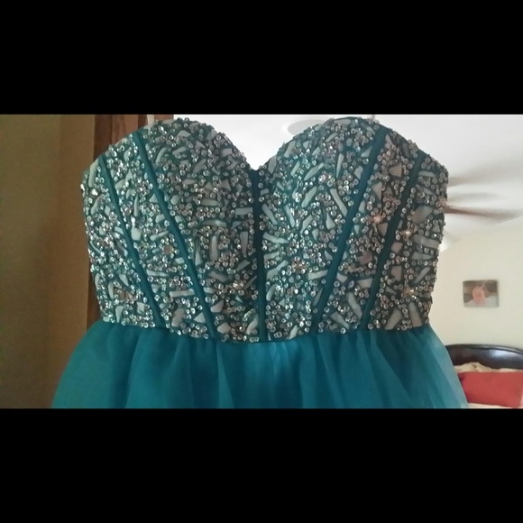 Light blue strapless tool dress - Picture 4 of 5