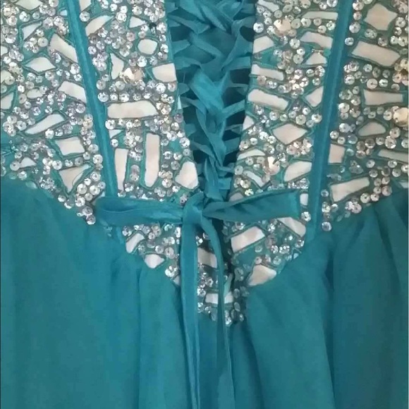 Light blue strapless tool dress - Picture 5 of 5