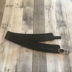 Wide Black Leather Belt