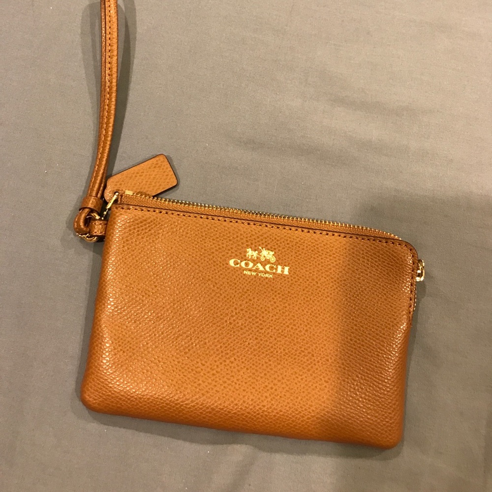 Brown leather Coach wristlet - BRAND NEW!