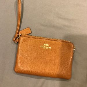 Brown leather Coach wristlet - BRAND NEW!