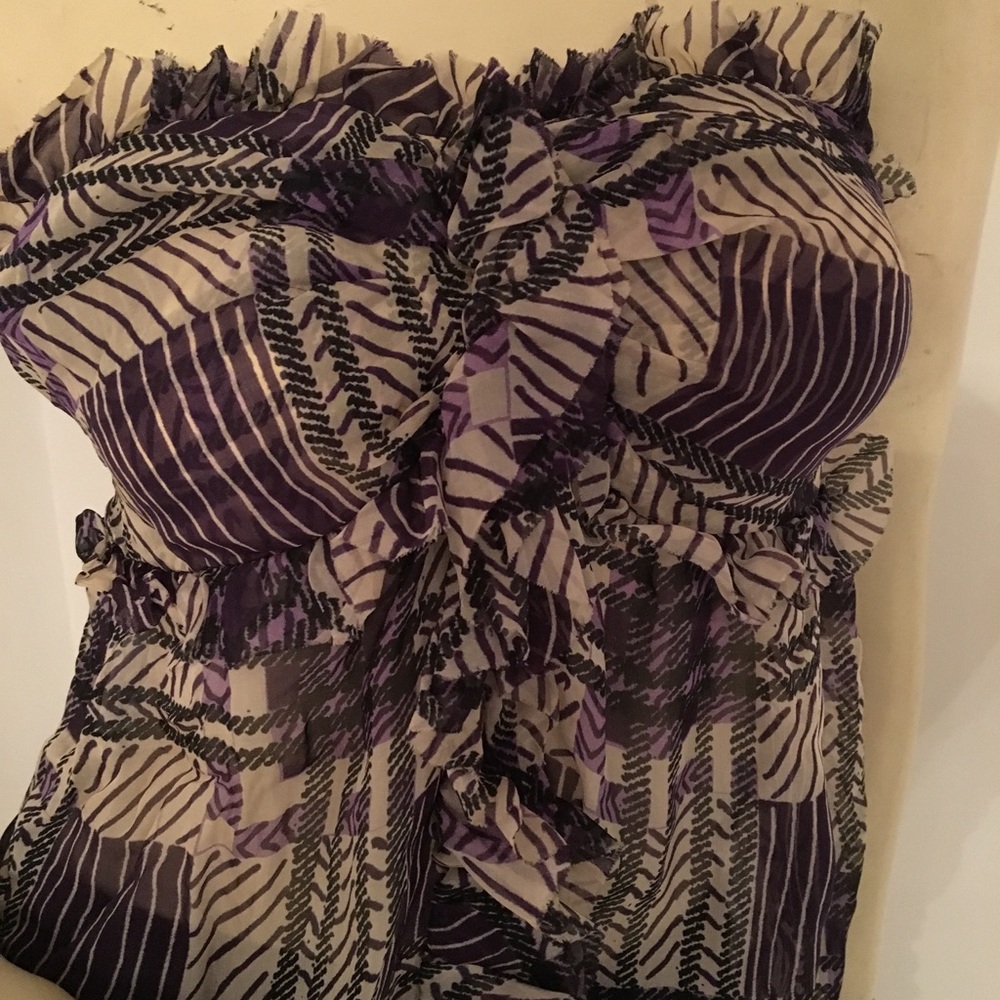 Adele Fado silk ruffled tube top