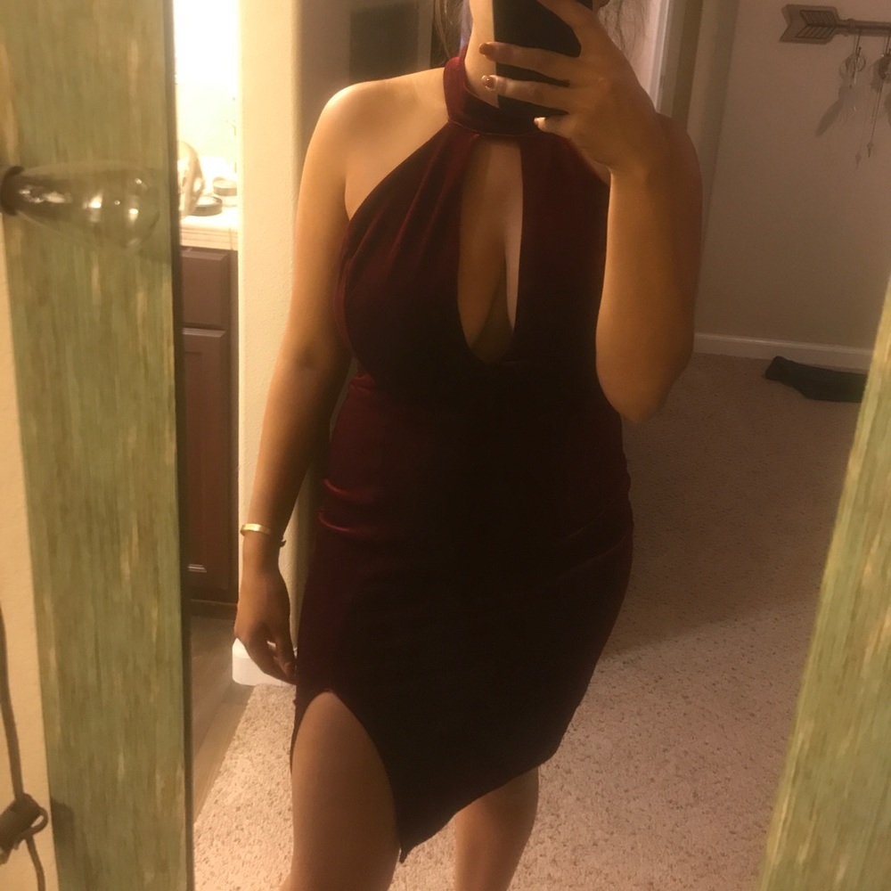 Burgundy velvet dress