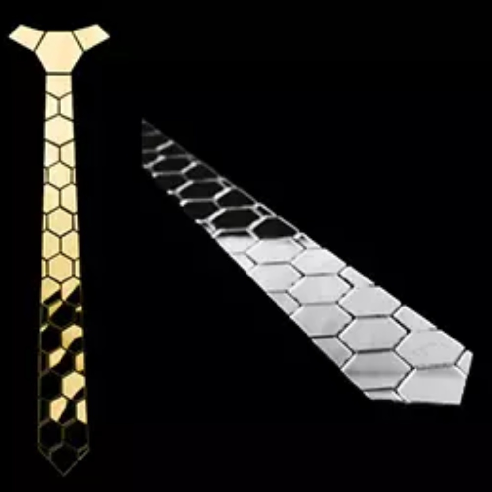Black Handmade Tie Hexagonal Men/w #7781
