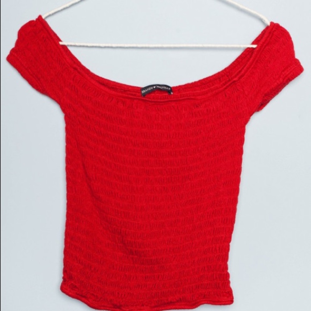 Brandy Melville red Charlene off shoulder top
