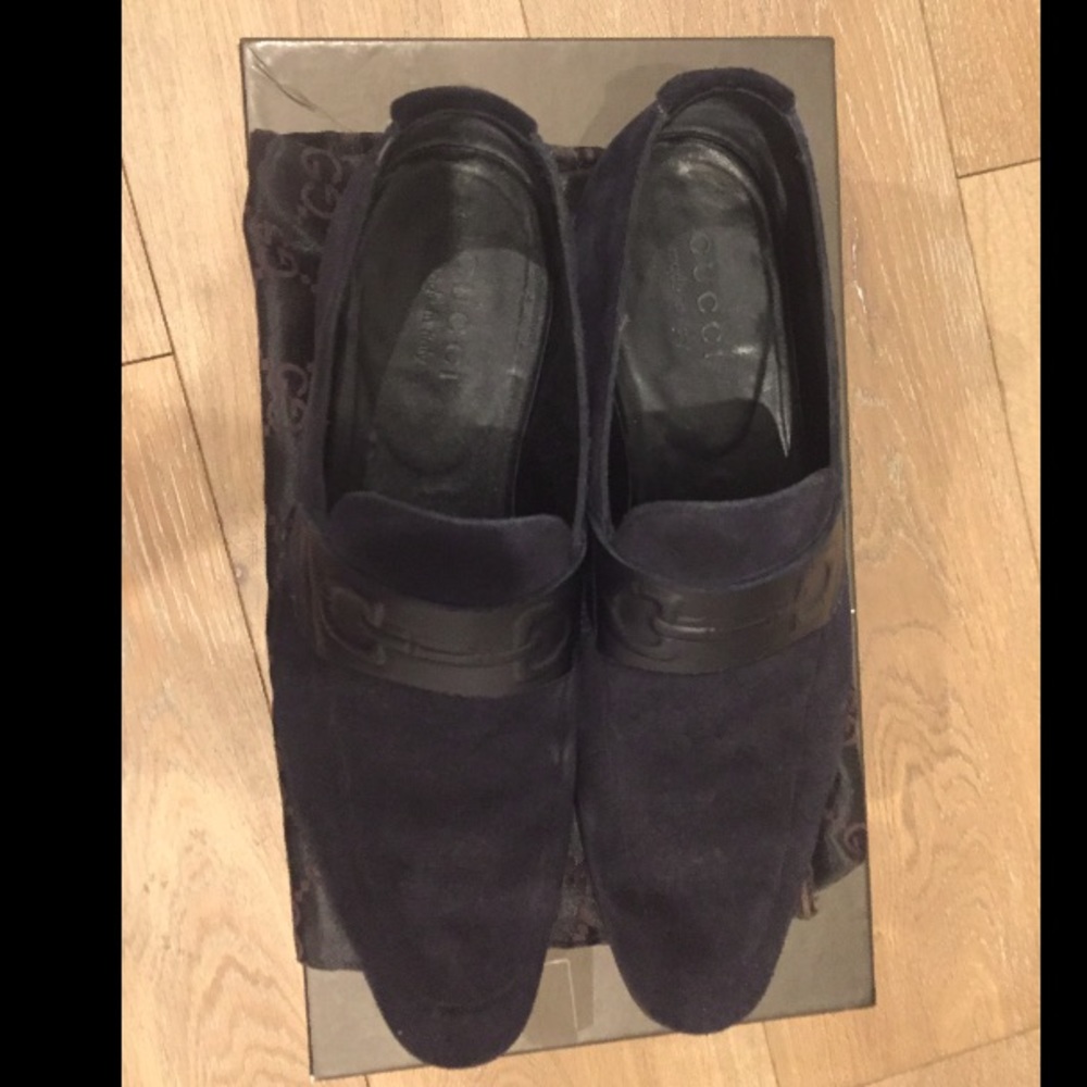 SOLD Gucci men's Blue Sapphire Suede Loafers