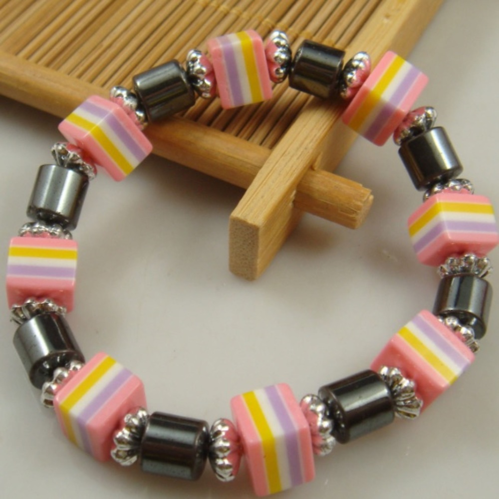 5 for $25 • Chunky Striped Bead Bracelet