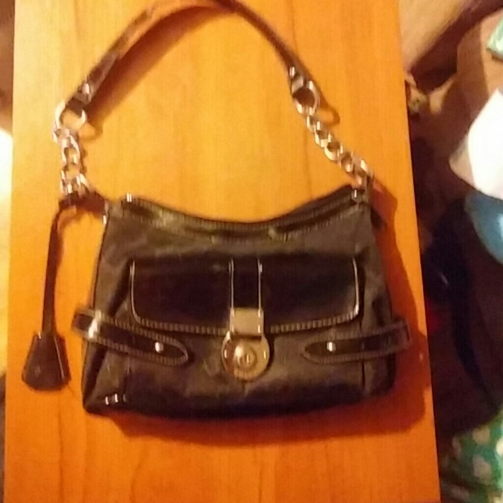 Chaps black slick purse