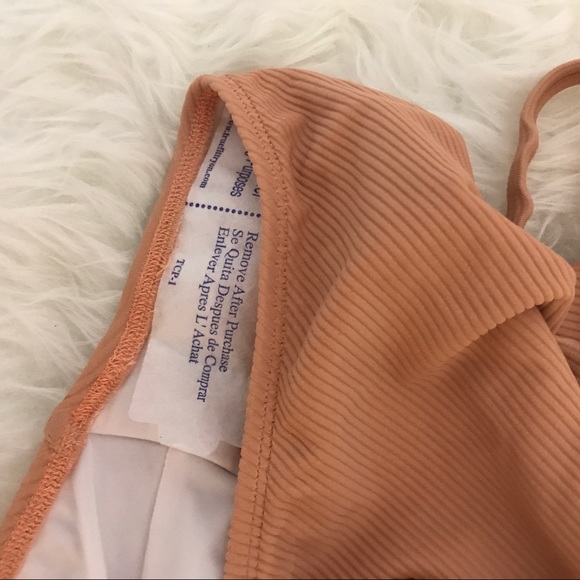 NWOT Nasty Gal Alina Peach Ribbed Low Back Swim - Picture 6 of 8
