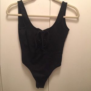 Black lace Up bodysuit
