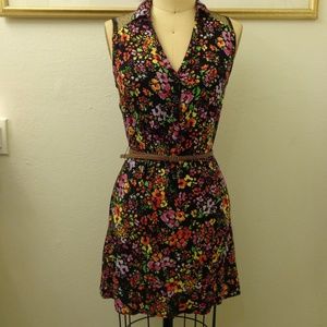 Forever 21 Floral Printed Sleeveless Collar Dress