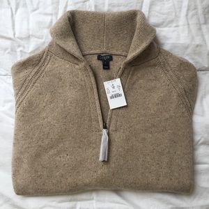 NWT J Crew Quarter Zip Tan Sweater M