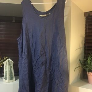 Cynthia Ashby Purple Patterned Linen Tank Dress