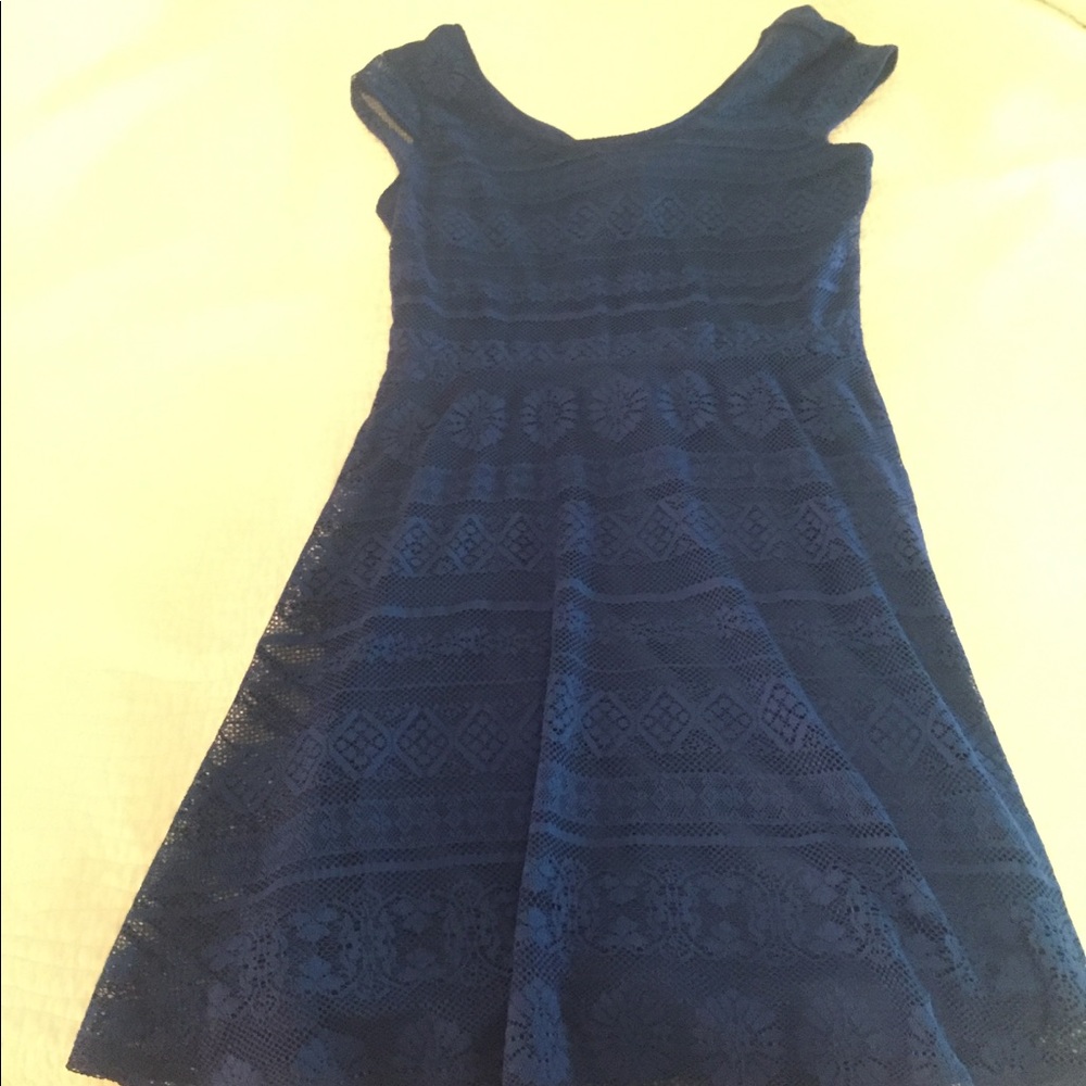Blue dress with bow cutout on back