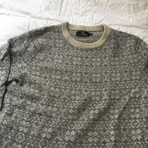 J Crew Gray and White Lambswool Snowflake Sweater
