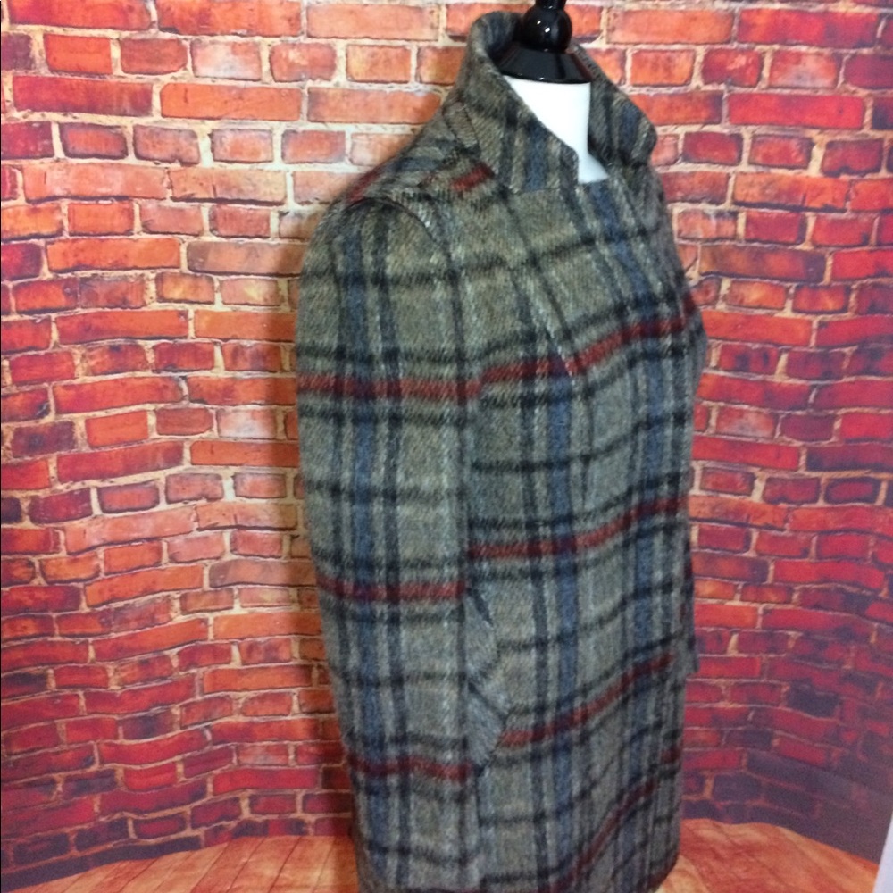 SOLD 🔥Zara basics gray plaid winter coat large - Picture 2 of 5