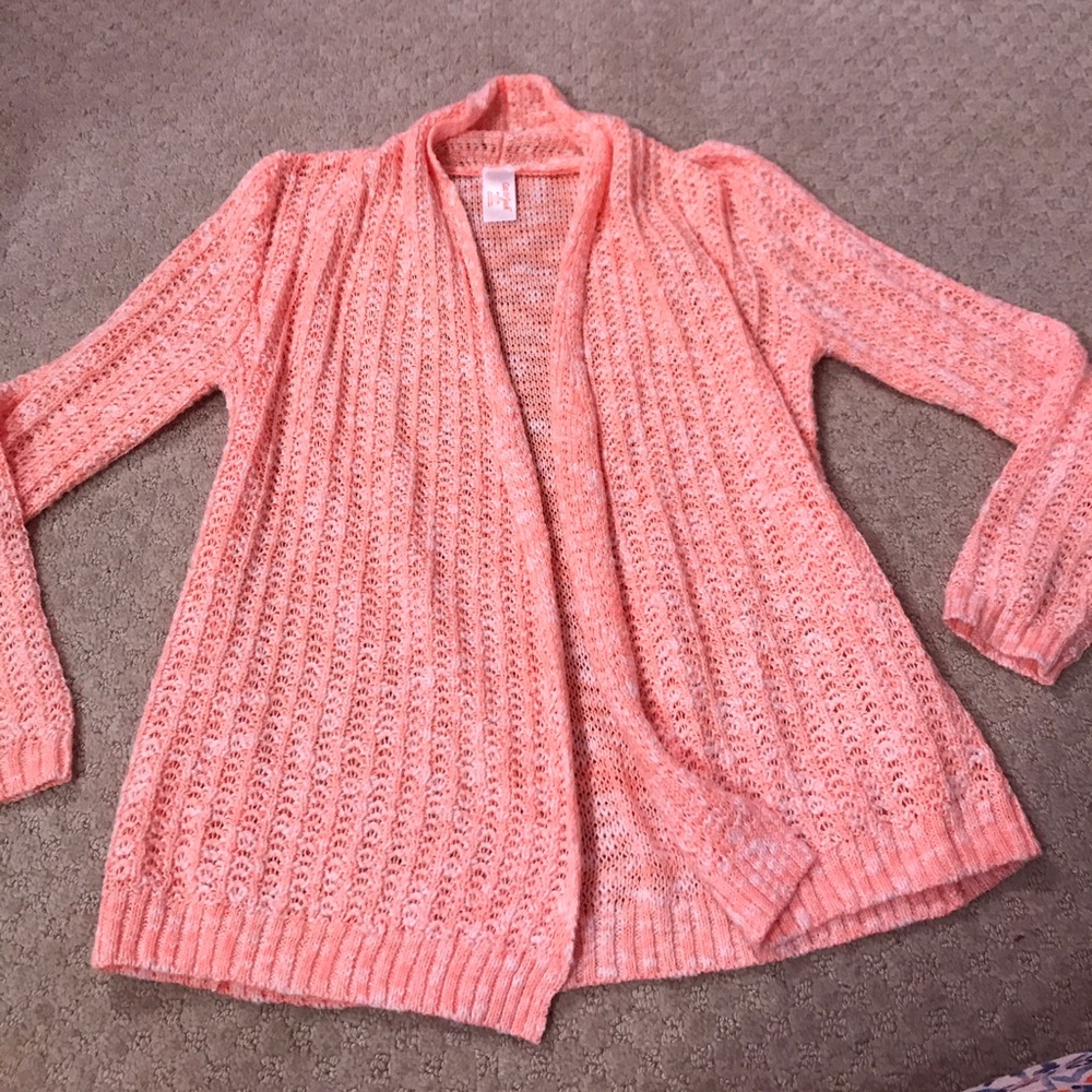 Peach//Coral knit sweater cardigan size M 7/8