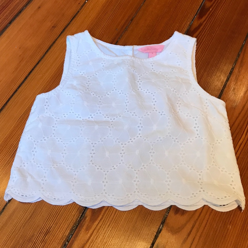 ✨SALE✨Lilly Pulitzer Girls white Floral eyelet top