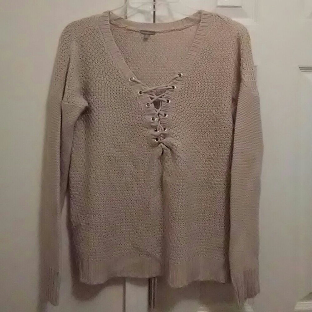 Charlotte Russe Beige Front Draw String Sweater