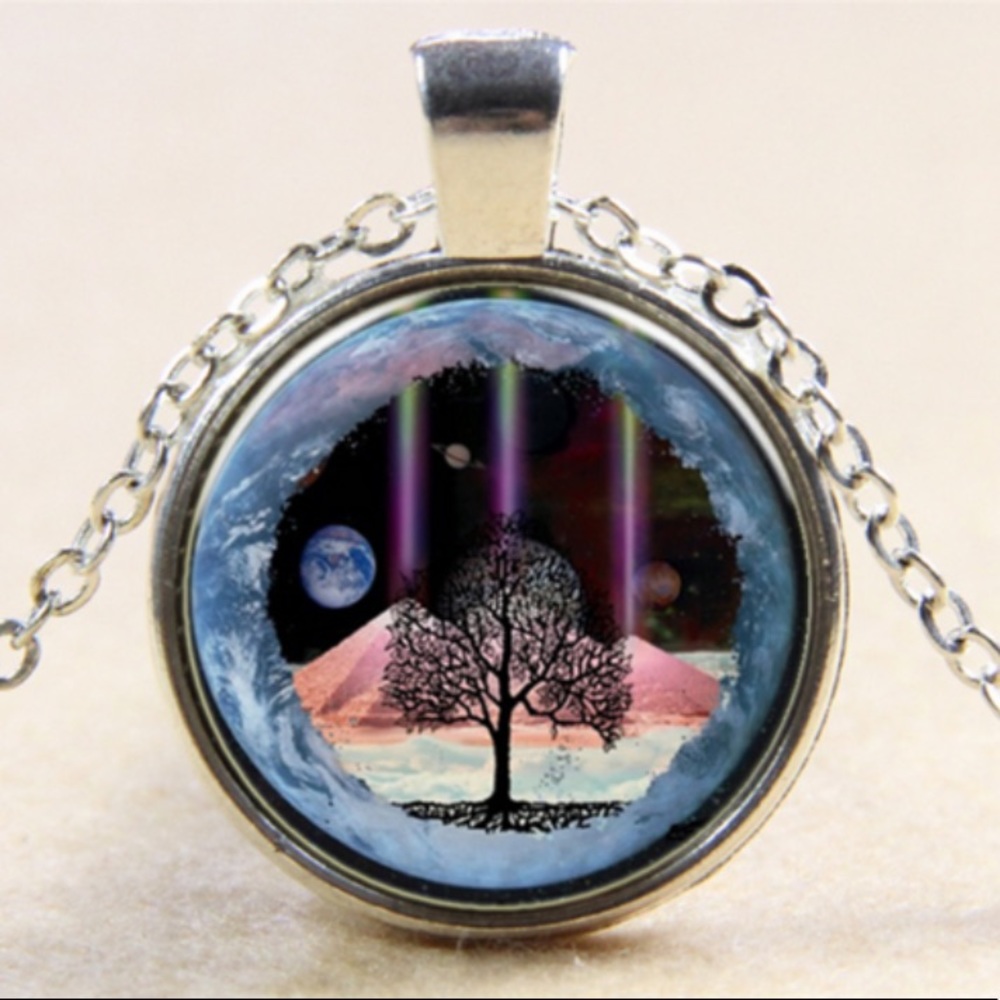 5 for $25 • Tree Design Glass Pendant Necklace