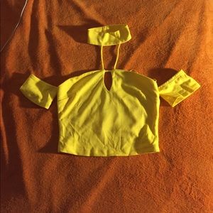 Yellow Choker Crop Top