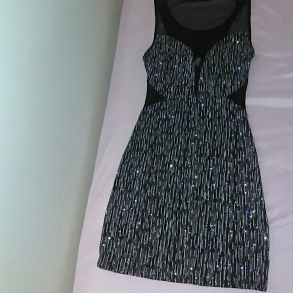 Glittery black mini dress
