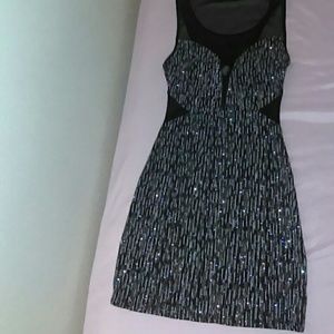 Glittery black mini dress