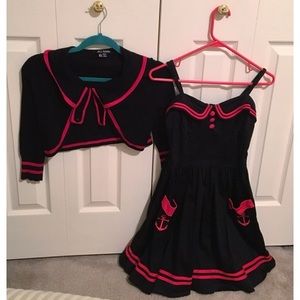 Hell Bunny Skull/Anchor Sailor Shrug + Dress Set