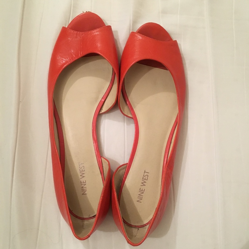 Nine West open toed d'orsay flats size 10