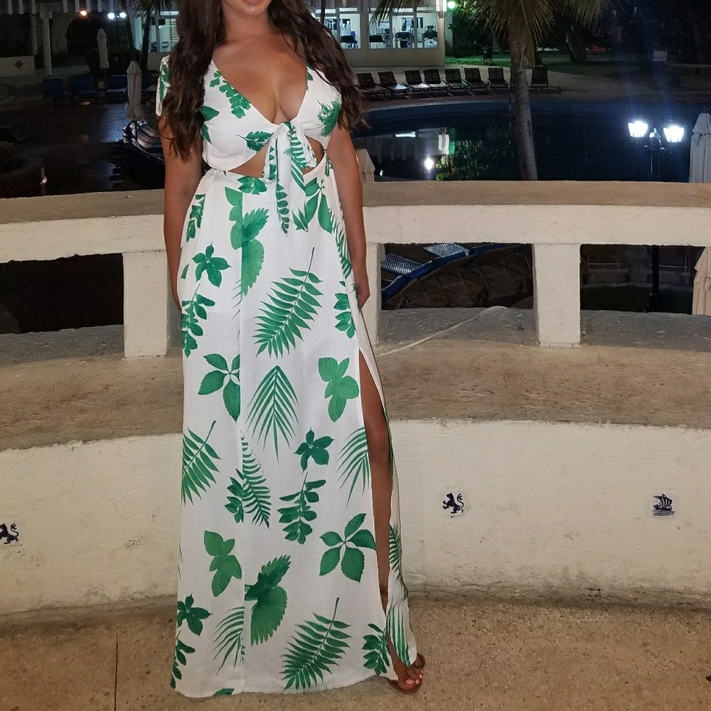 Double slit maxi dress