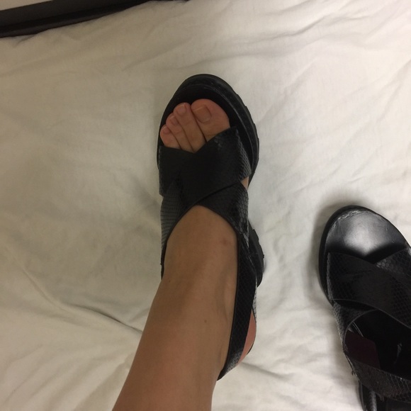 the Boom Boom Wedge - 4 Black leather wedge