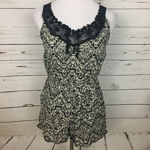 Black and Cream Patterned Romper