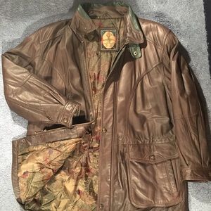 Members Only Brown Leather Jacket Size Large