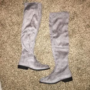 Grey Knee High Boots