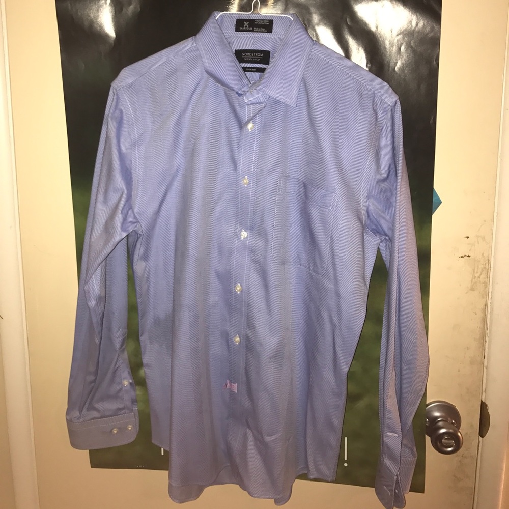 John W Nordstrom blue striped dress shirt