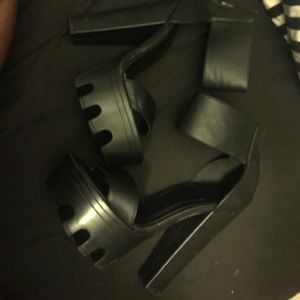 Size 7, all black chunky platform heels.