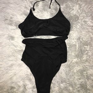 Black high waist strappy bikini set L