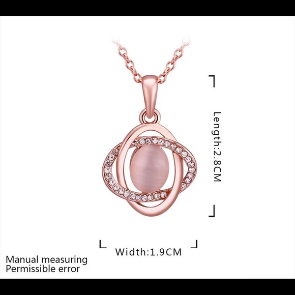 Rose Gold Color AAA Zircon Necklace W/ Rhinestones - Picture 2 of 4