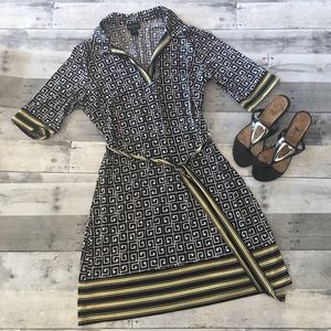 En Focus Studio Dress with Greek Key and Stripes