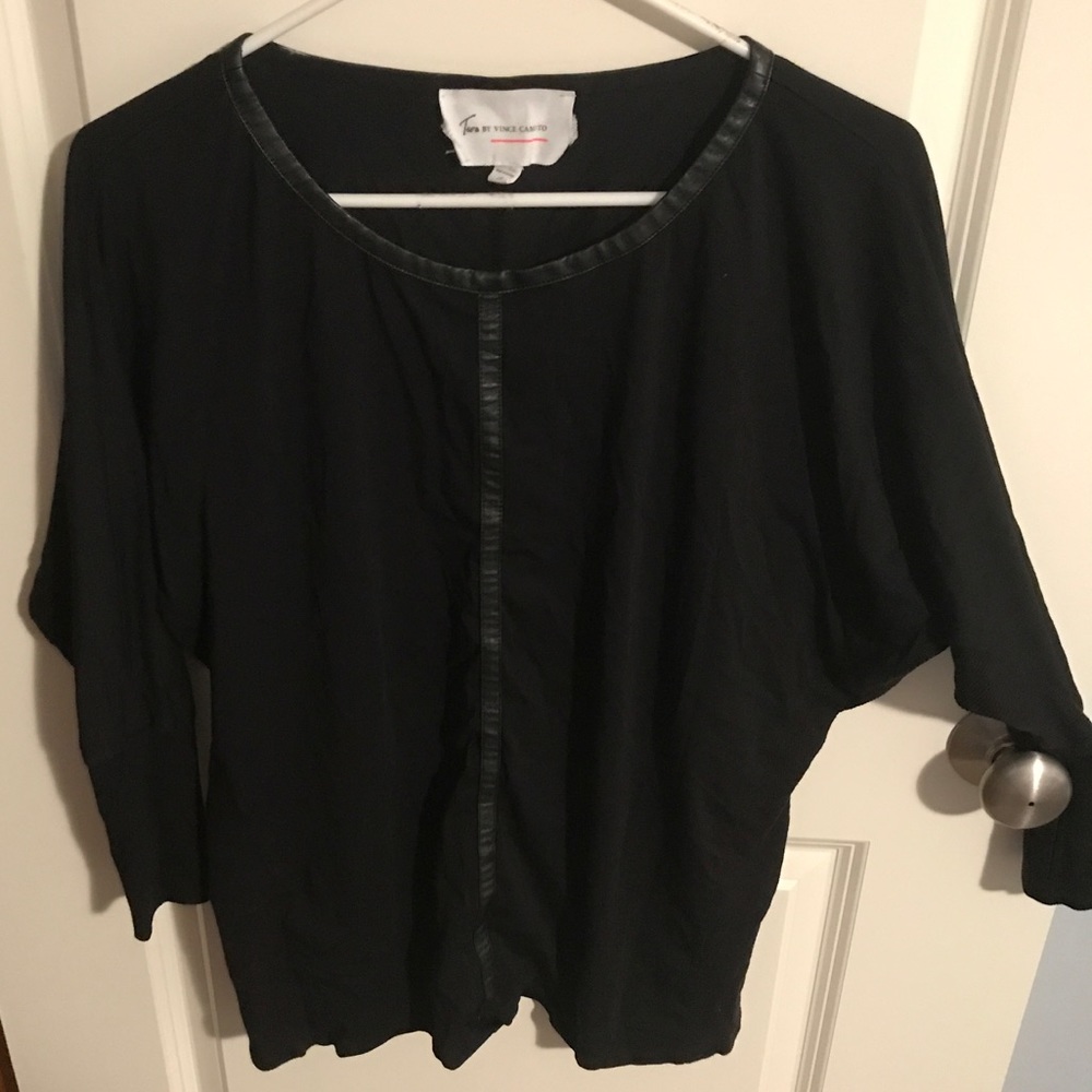 Faux Leather Detail Top