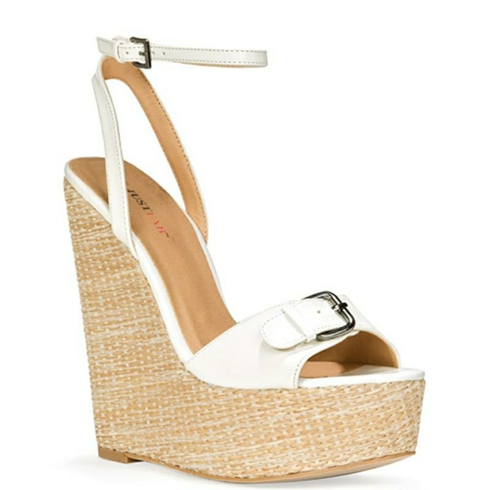 Justfab  White Strappy Wedge