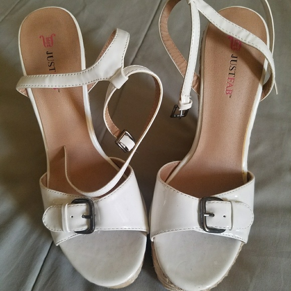 Justfab White Strappy Wedge - Picture 2 of 6