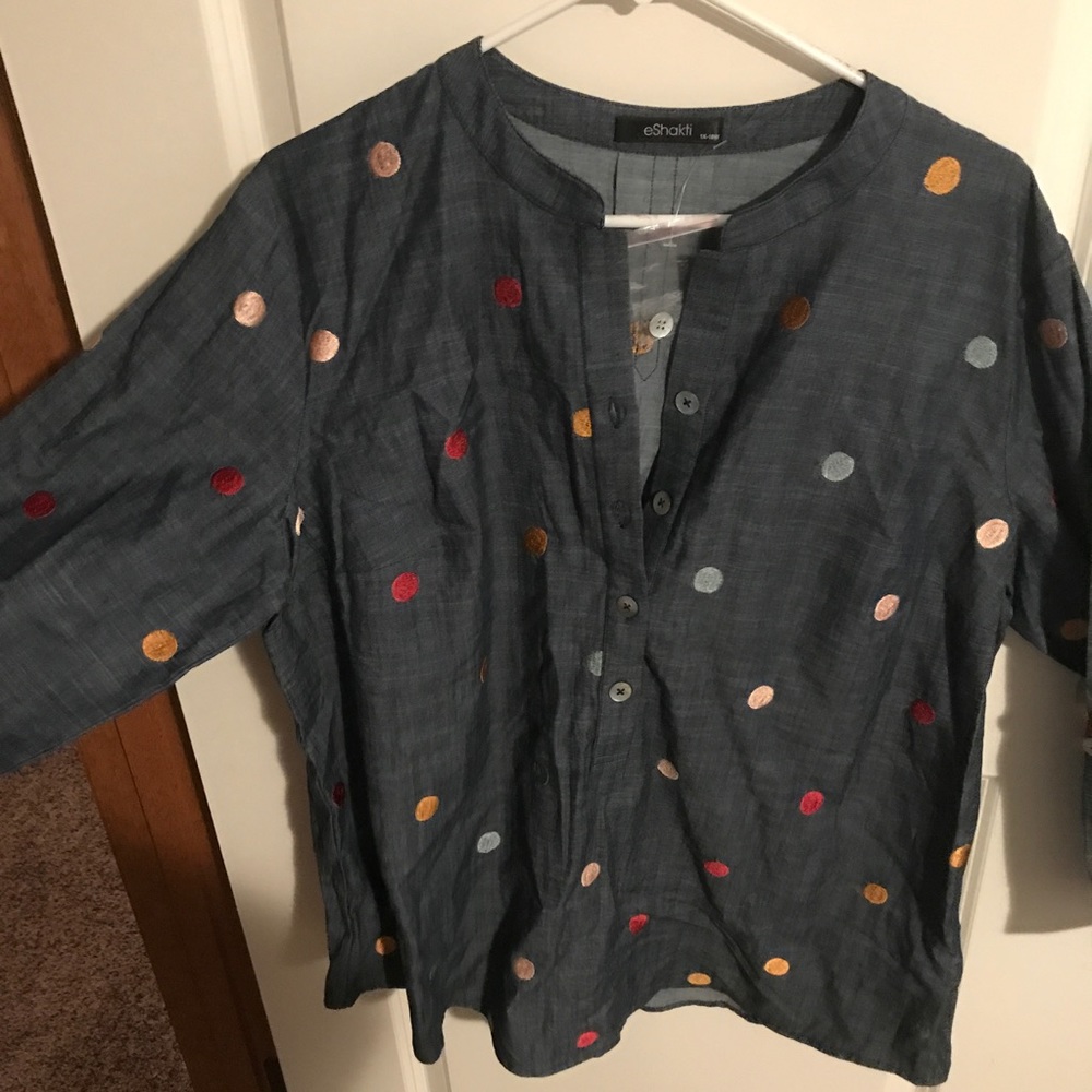 Polka Dot Chambray Tunic